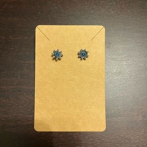 4/$12 Blue and silver stud flower earrings